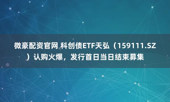 微豪配资官网 科创债ETF天弘（159111.SZ）认购火爆，发行首日当日结束募集