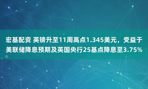 宏基配资 英镑升至11周高点1.345美元,受益于美联储降息预期及英国央行25基点降息至3.75%